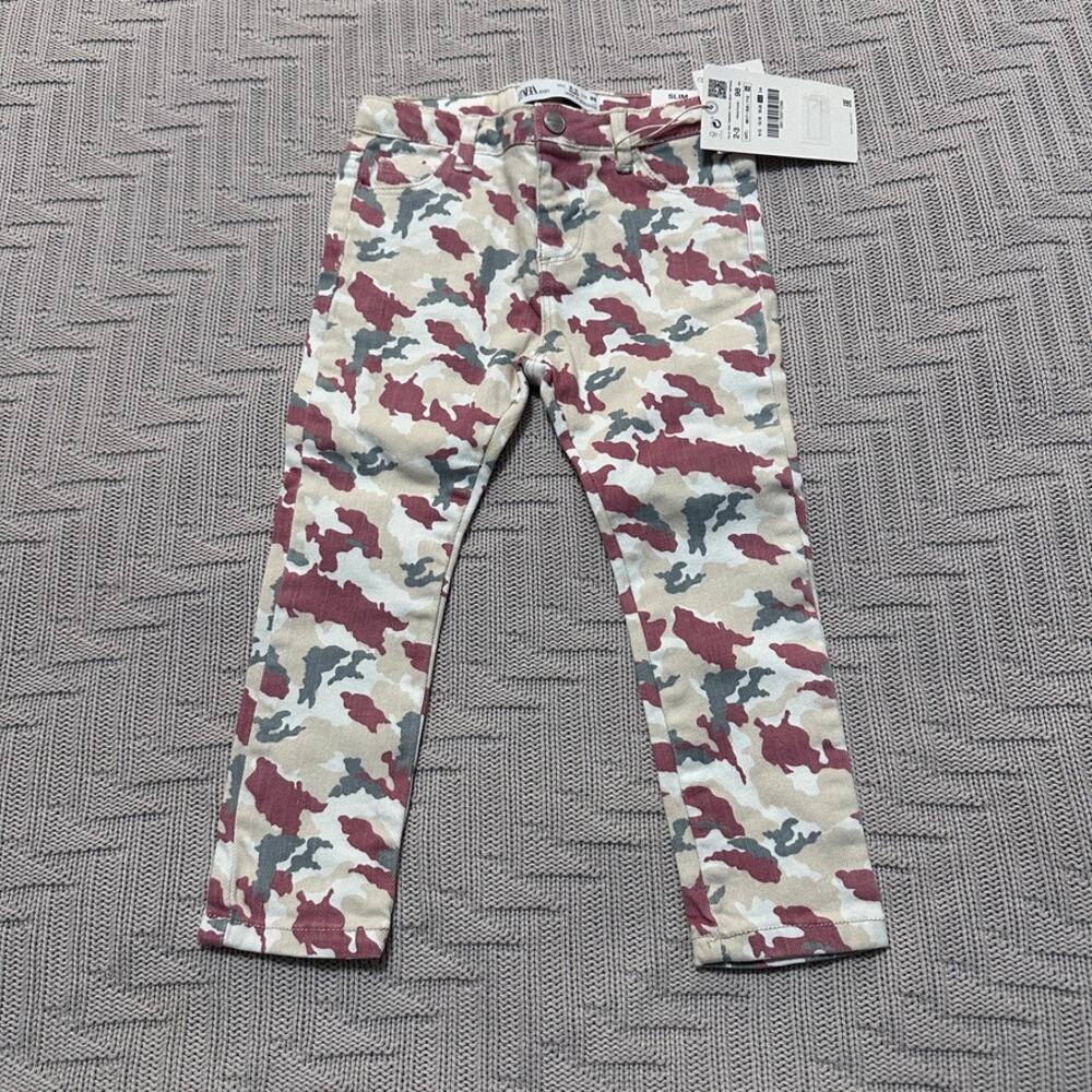 Zara Baby red camo kids slim jeans size 24 months NWT